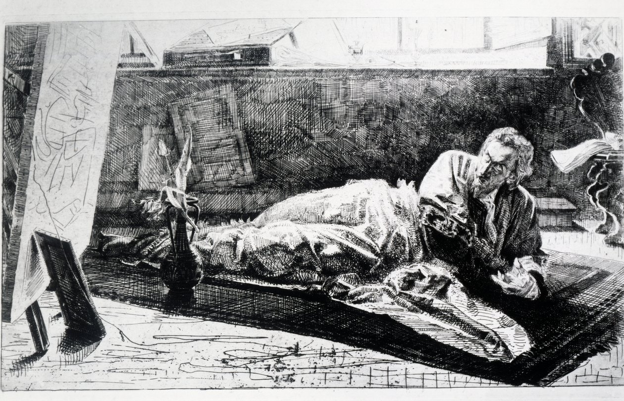 Carthusian ou Na Casa de Pavia (gravura) de Federico Faruffini