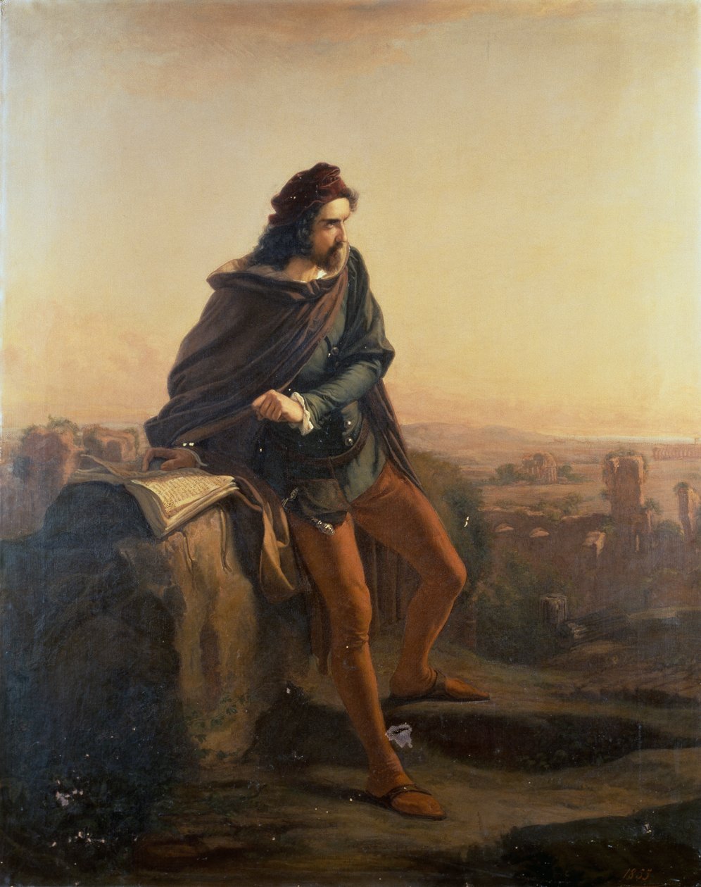 Cola di Rienzo contemplando as ruínas do alto de Roma de Federico Faruffini