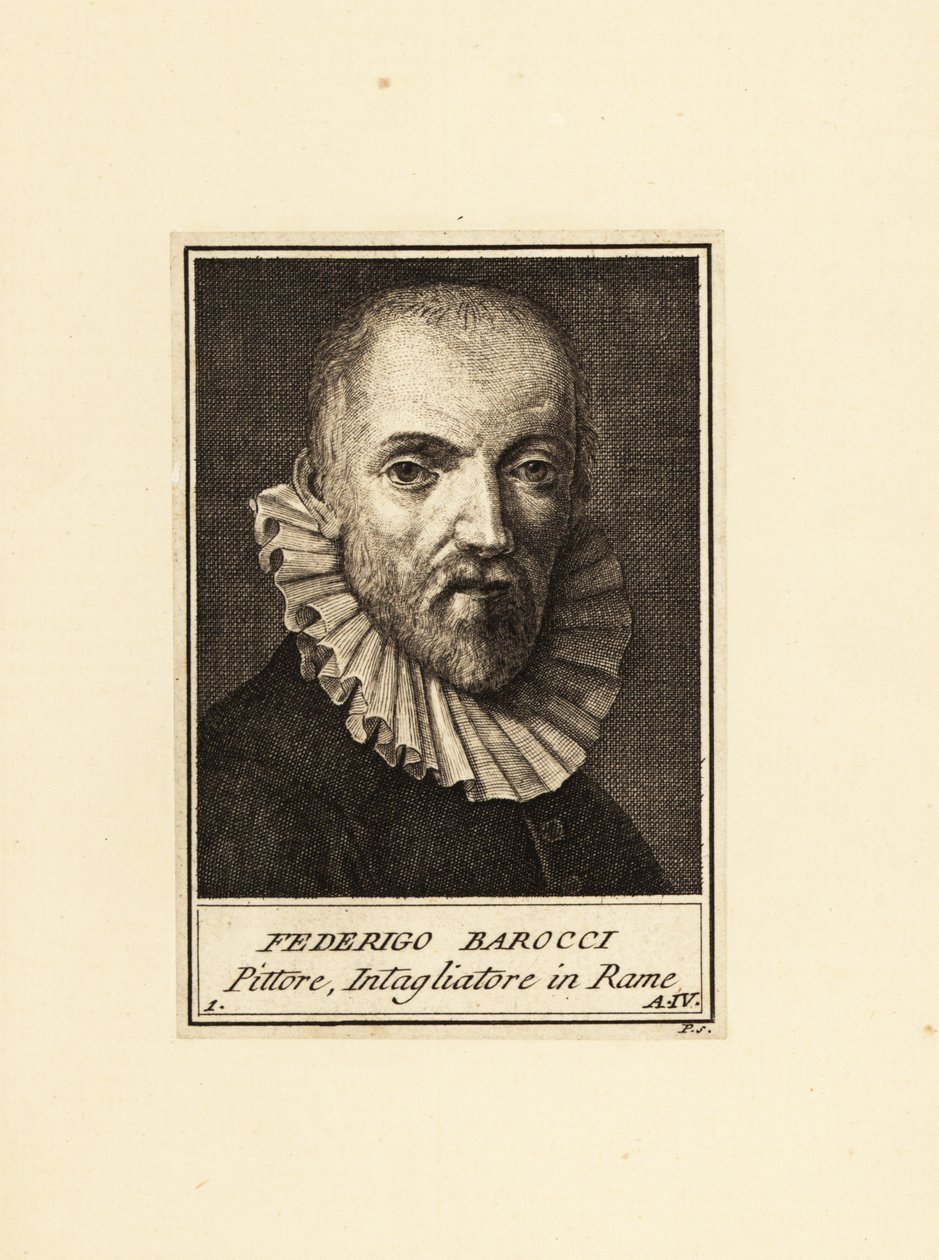 Retrato de Federico Barocci (cerca de 1535-1612), pintor e gravador italiano da Renascença de Federico Fiori (after) Barocci or Baroccio