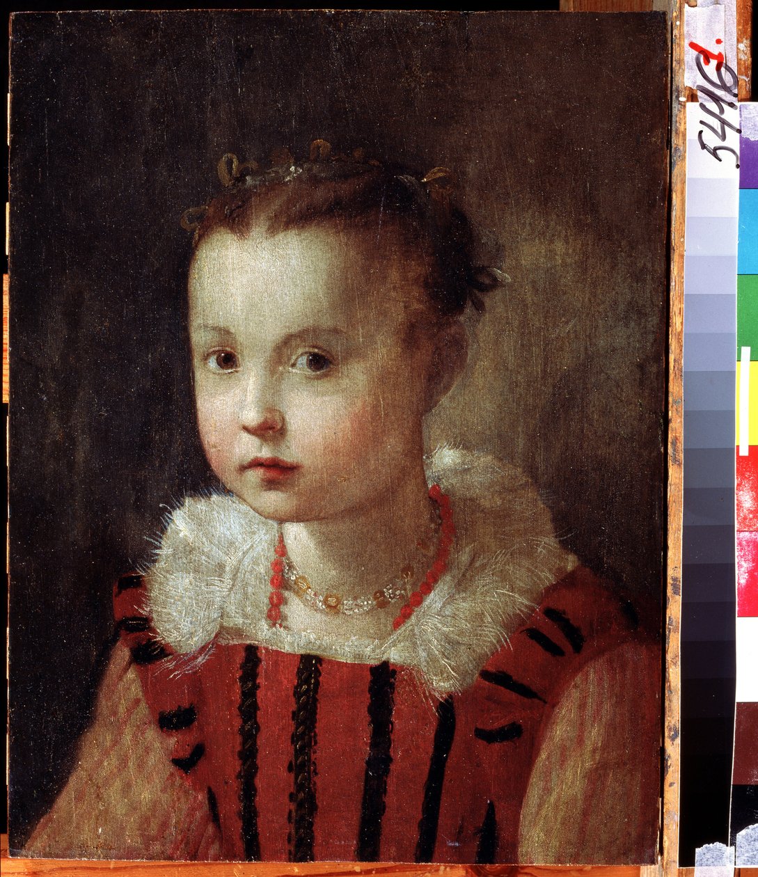 ""retrato de uma menina"" Criança Ricamente Vestida. Pintura de Federico Fiori Barocci ou Baroccio (por volta de 1535-1612) Galeria de Arte Regional Deineka, Kursk Rússia de Federico Fiori Barocci or Baroccio