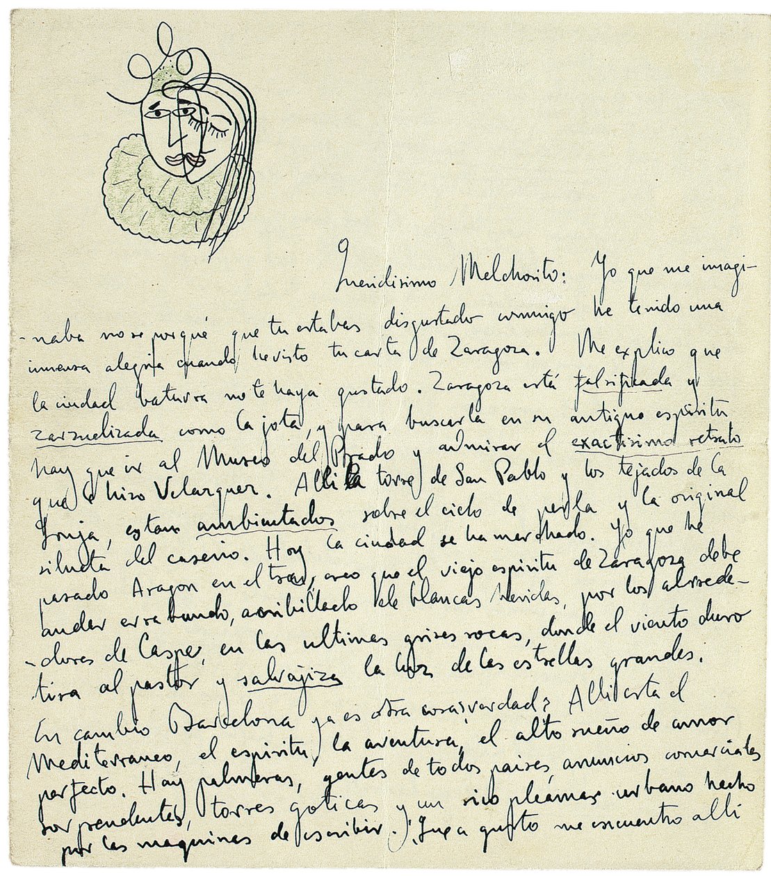 Carta de autógrafos para Melchor Fernandez Alamgro, Granada, final de janeiro de 1926 de Federico Garcia Lorca