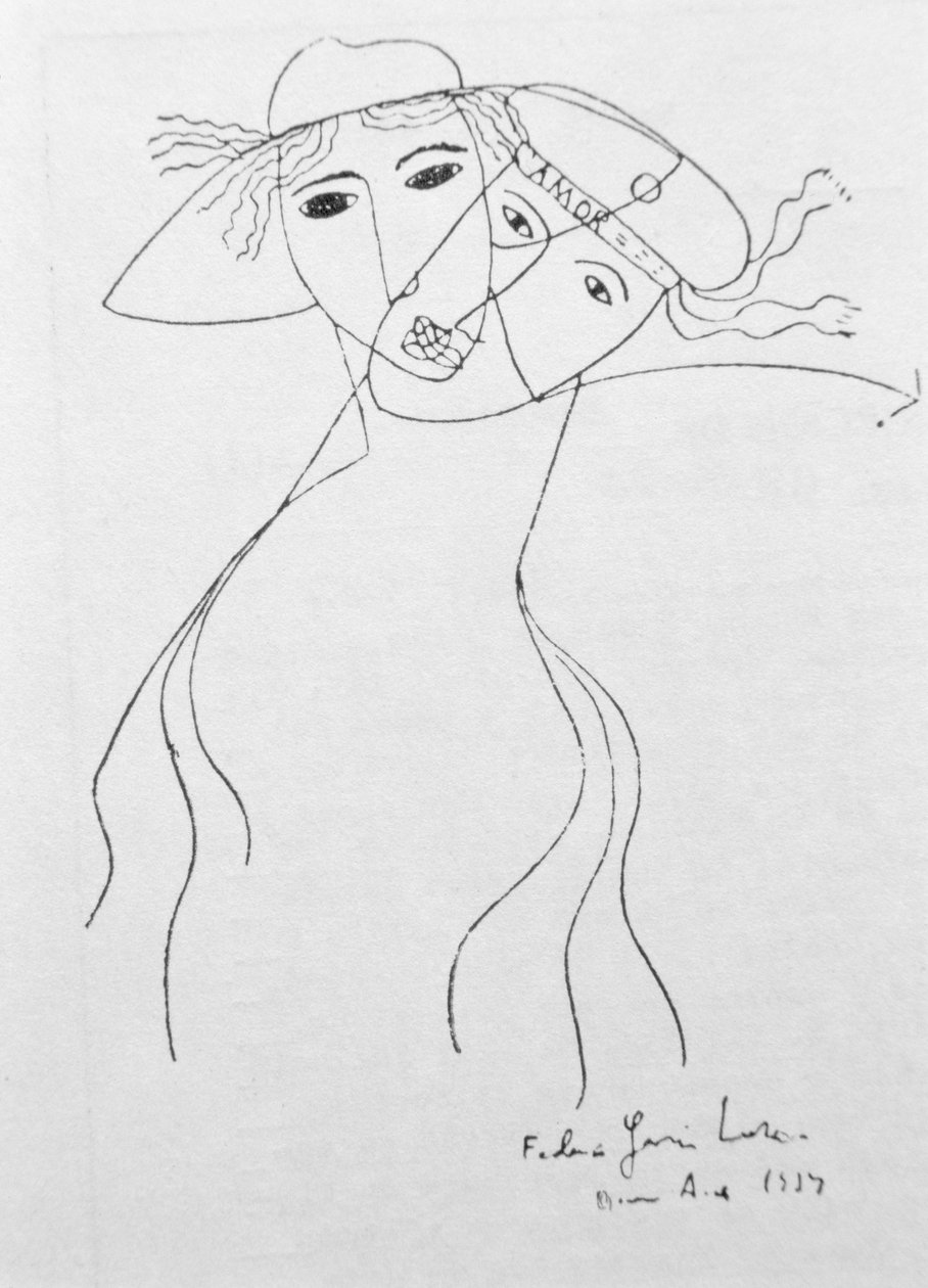 Desenho para ilustrar um de seus próprios poemas, feito em Buenos Aires de Federico Garcia Lorca
