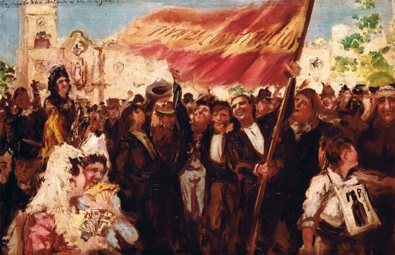 Plaza San Antonio de Cádiz no dia do juramento da Constituição de 1812 (óleo sobre tela) de Federico Godoy y Castro