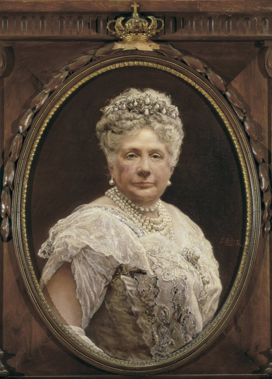 Retrato de Isabella de Borbon, Infanta de Espanha, filha de Isabella II e irmã de Alfonso XII (óleo sobre tela) de Federico Godoy y Castro