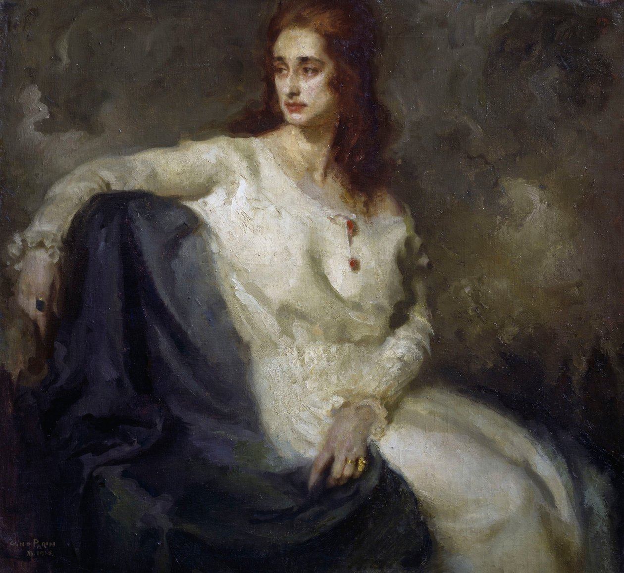 Lady in white (Dama in bianco) 1915 (óleo sobre tela) de Federico Guglielmo Jehuda Pollack