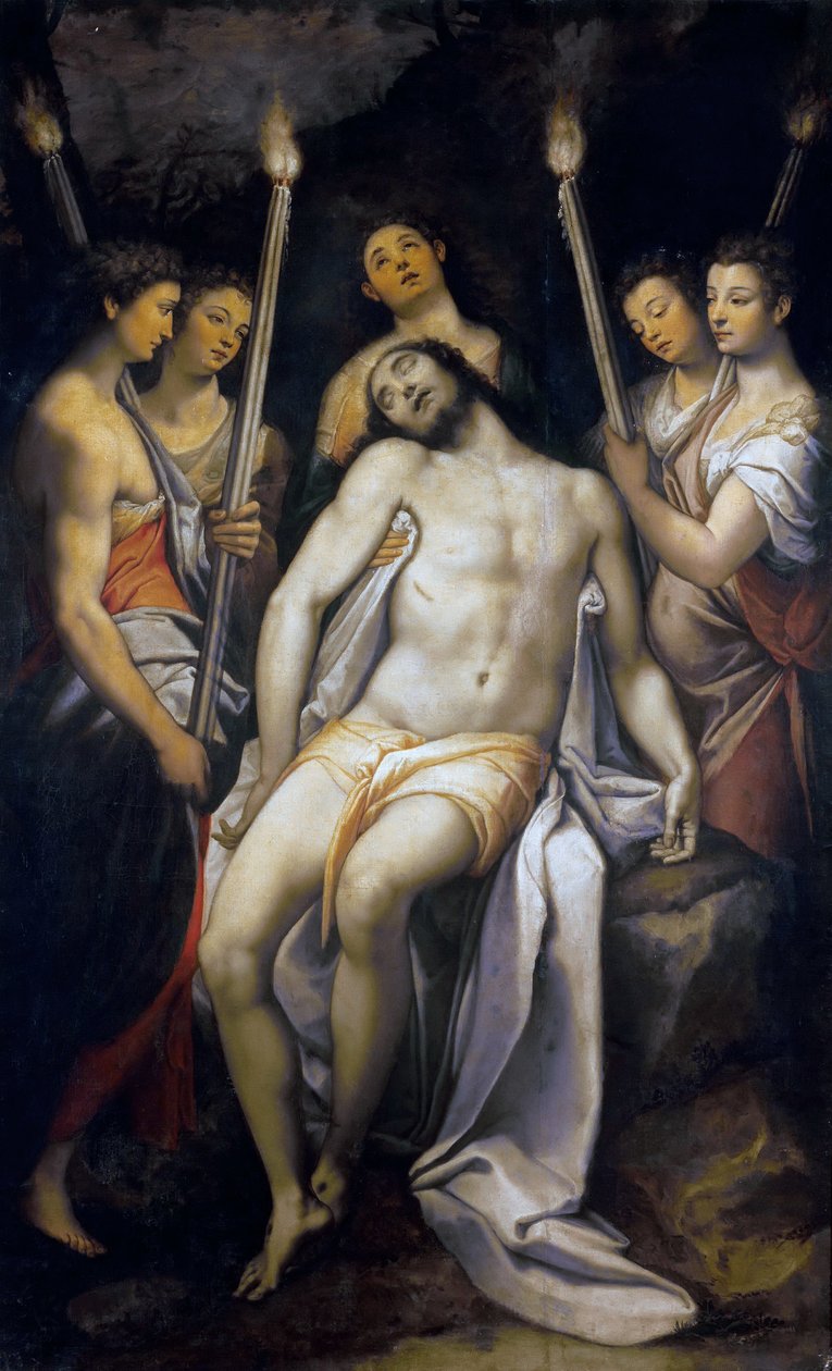 Cristo morto apoiado por anjos, 1566-1568. de Federico Zuccari