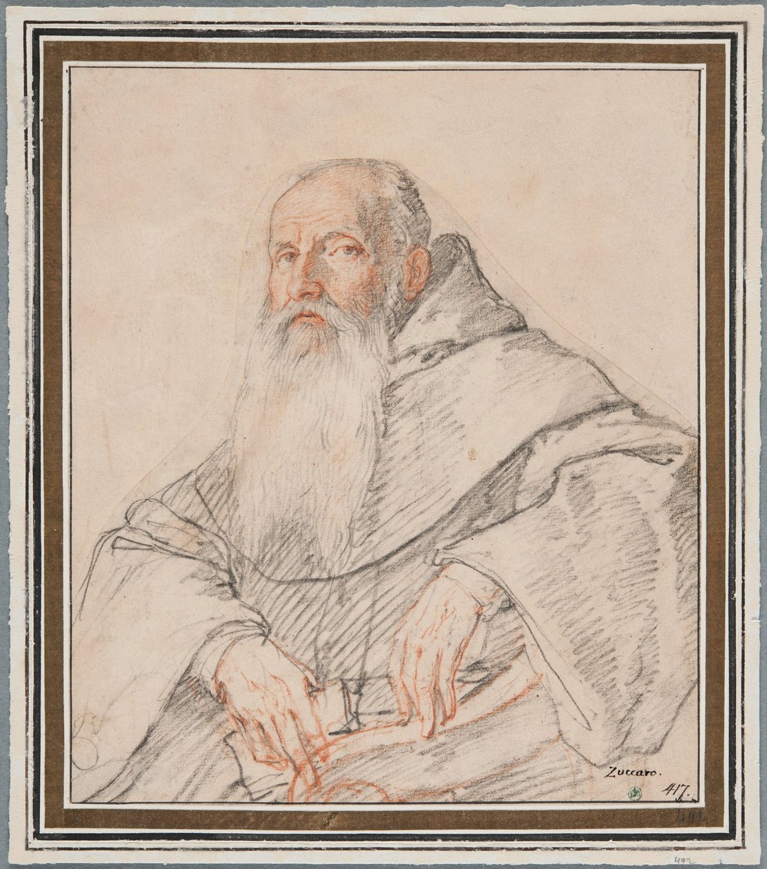 Retrato de um monge barbudo de Federico Zuccaro