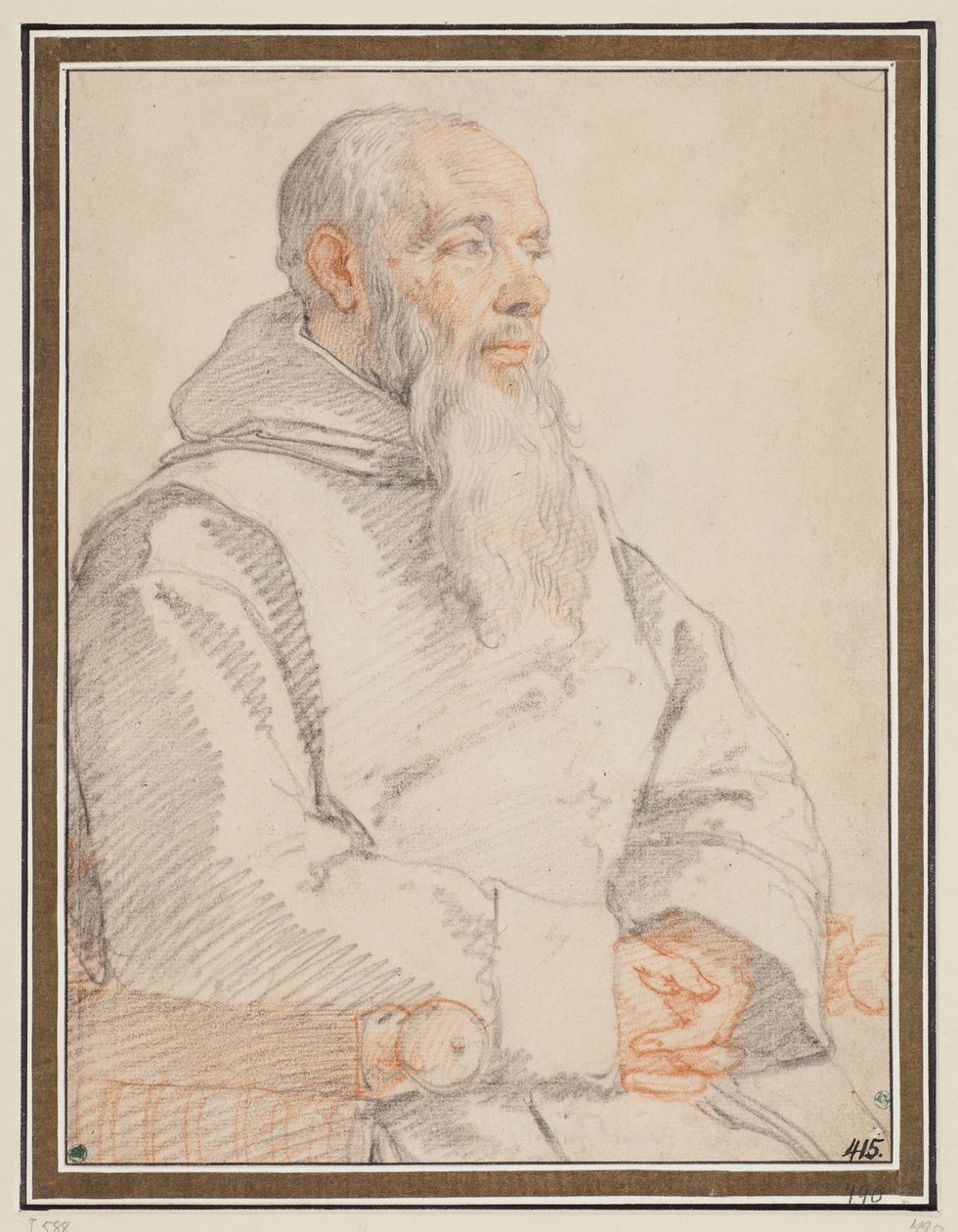 Retrato de um monge barbudo de Federico Zuccaro