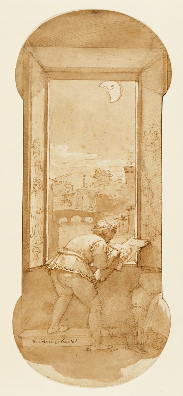 Desenho de Taddeo ao luar na casa de Calabrese de Federico Zuccaro