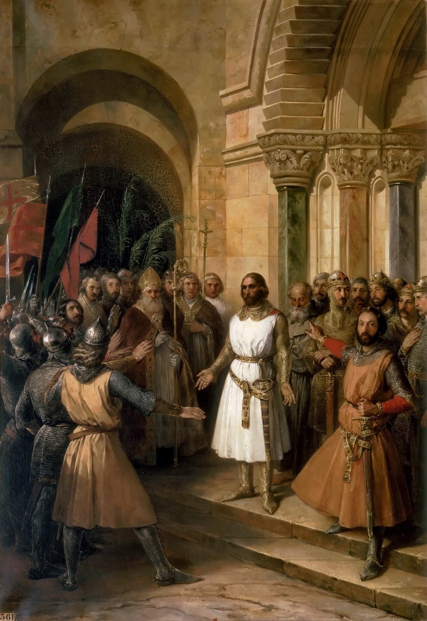 A eleição de Godfrey de Bouillon como rei de Jerusalém em 23 de julho de 1099 de Federico de Madrazo y Kuntz