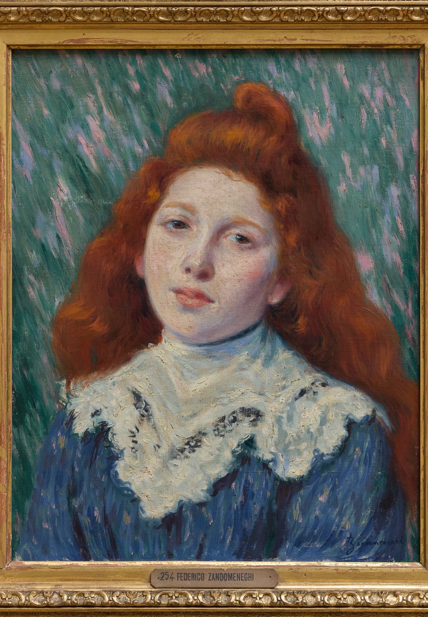 Rapariga de colarinho branco (óleo sobre tela) de Federigo Zandomeneghi