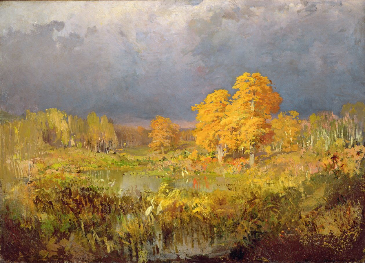 Pântano da floresta no outono, c.1872 de Fedor Aleksandrovich Vasiliev