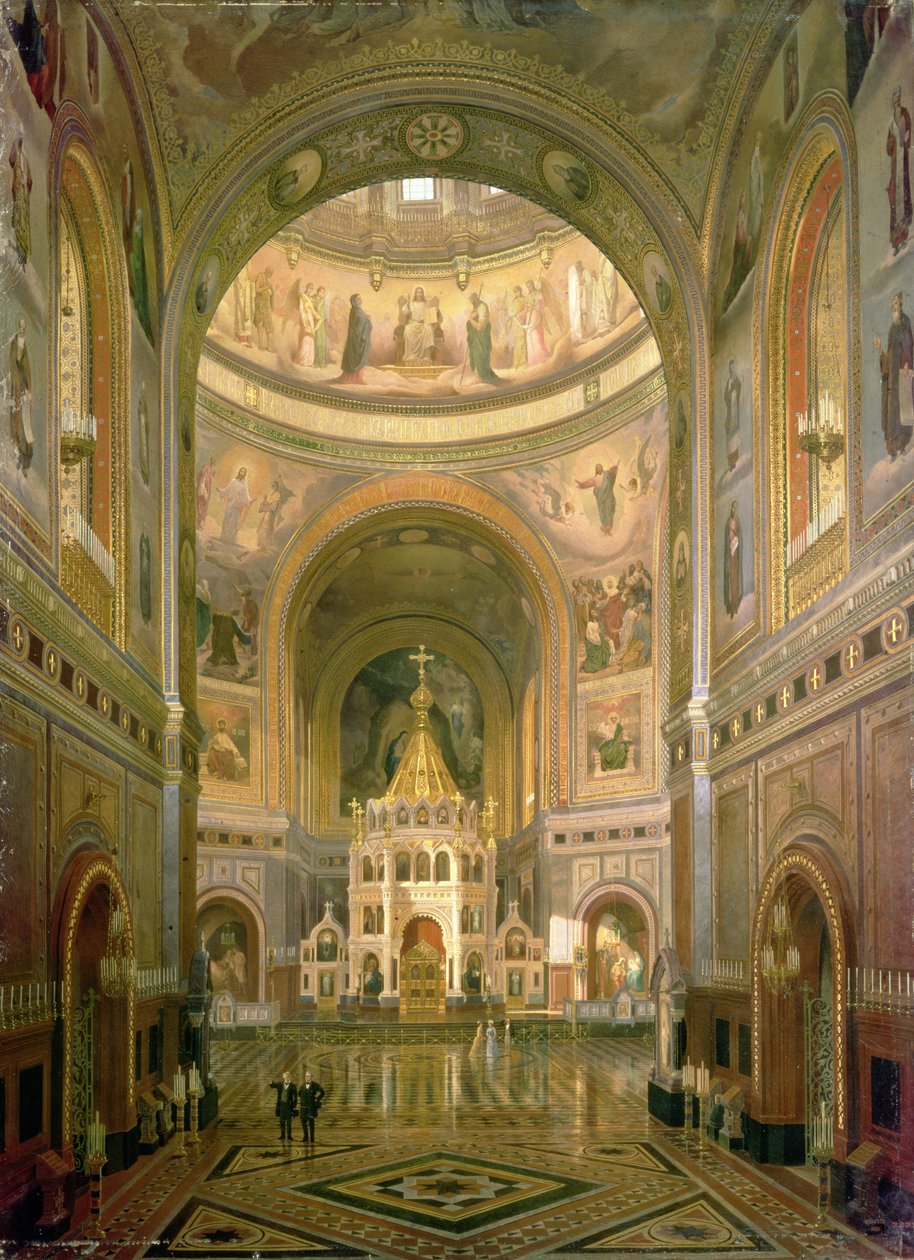 Interior da Igreja de Cristo Salvador em Moscou, 1883 de Fedor Andreevich Klages