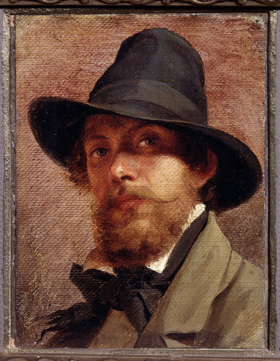 "Auto-Retrato"" Pintura de Feodor Andreyevich Bronnikov (1827-1902) 1856 State V. Tropinin-Museum, Moscou de Fedor Andreevich Bronnikov