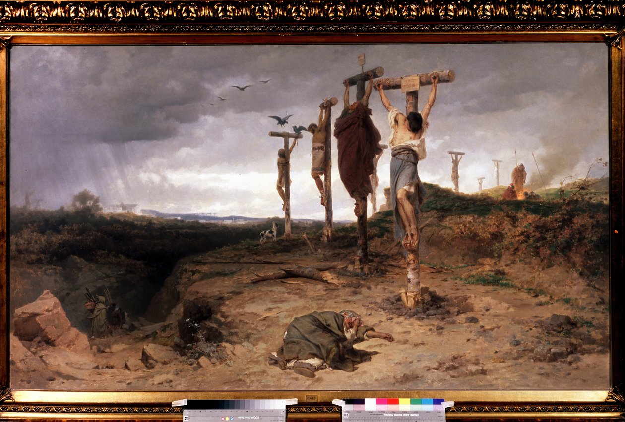 O maldito campo, lugar de execução no Antigo Império Romano. Pintura de Feodor Andreyevich Bronnikov (1827-1902), óleo sobre tela de Fedor Andreevich Bronnikov