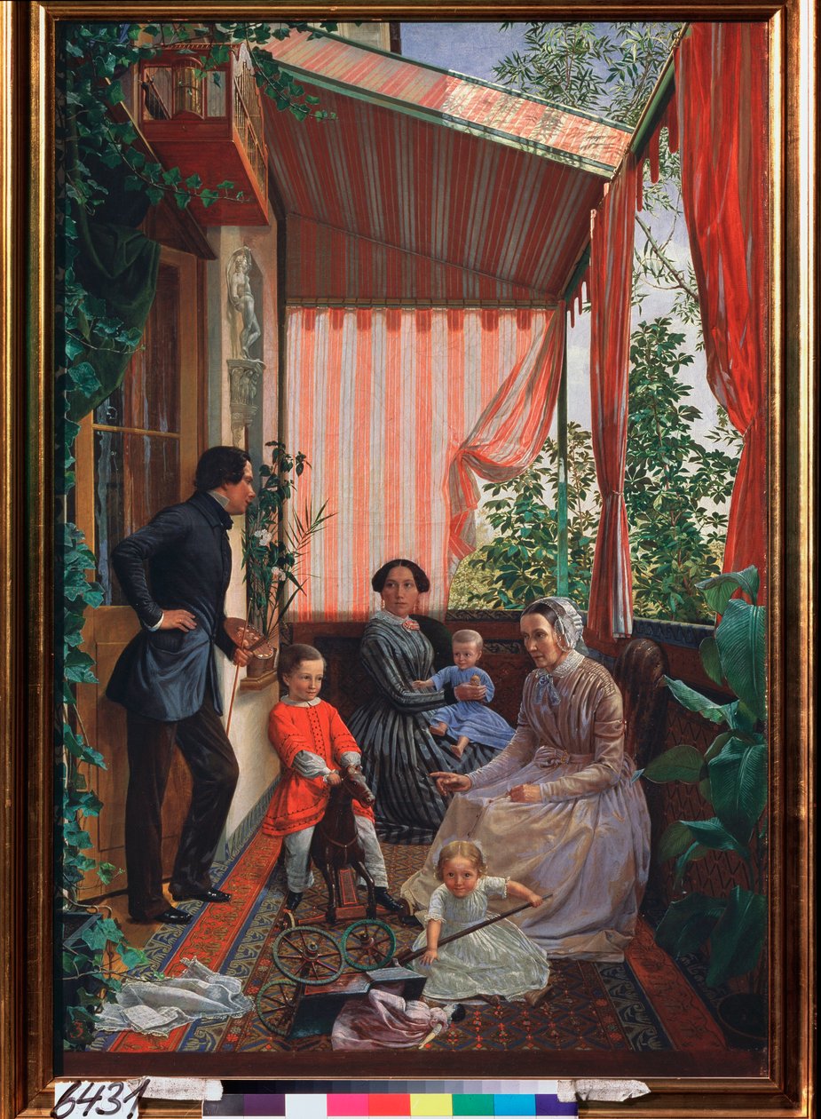 Retrato de família na varanda de Fedor Mikhailovich Slavyansky