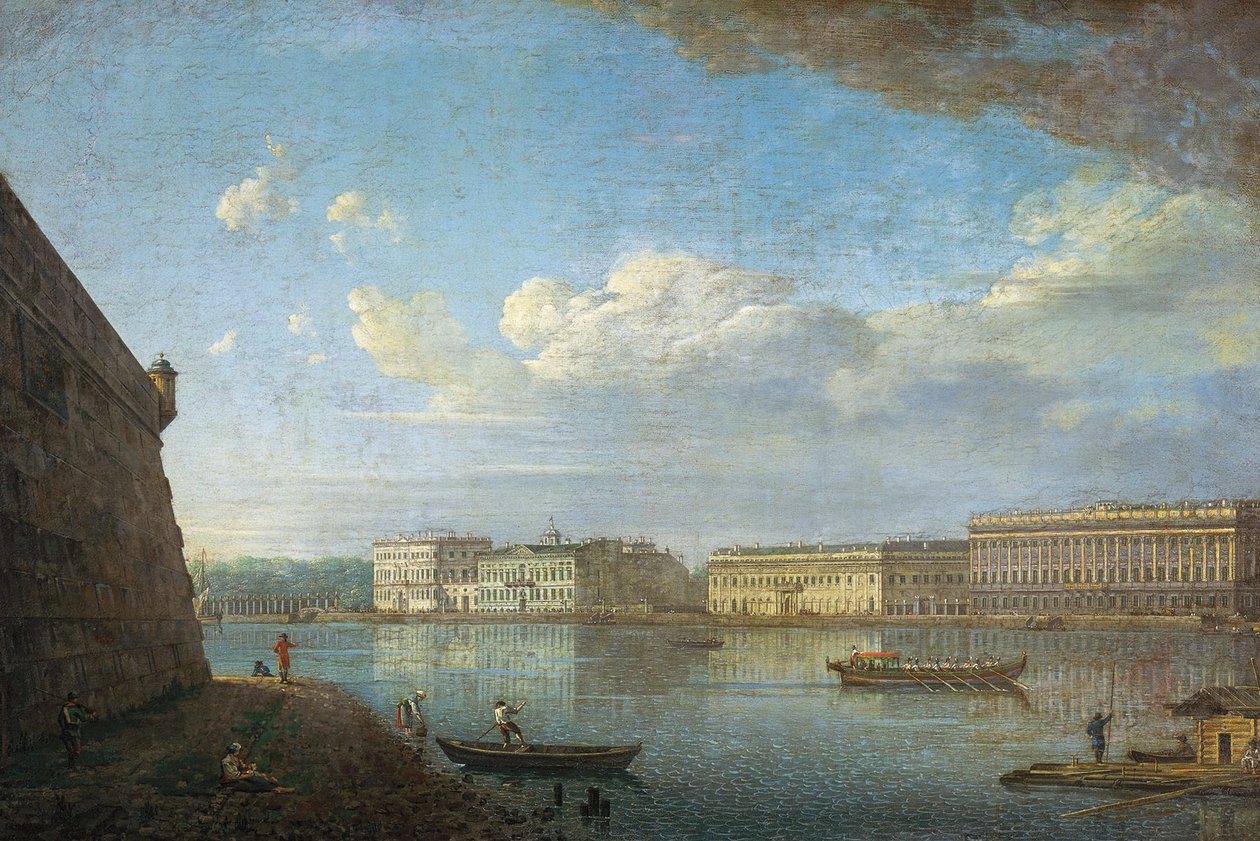Terraplenagem do palácio como vista da fortaleza de Pedro e Paulo, 1794 de Fedor Yakovlevich Alekseev