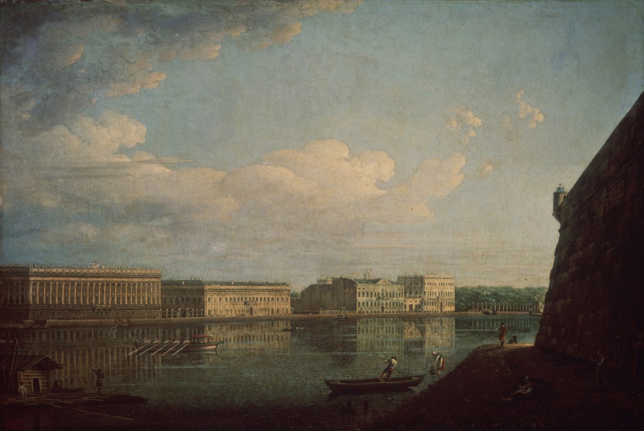 Terraplenagem do palácio como vista da fortaleza de Pedro e Paulo, 1794 de Fedor Yakovlevich Alekseev