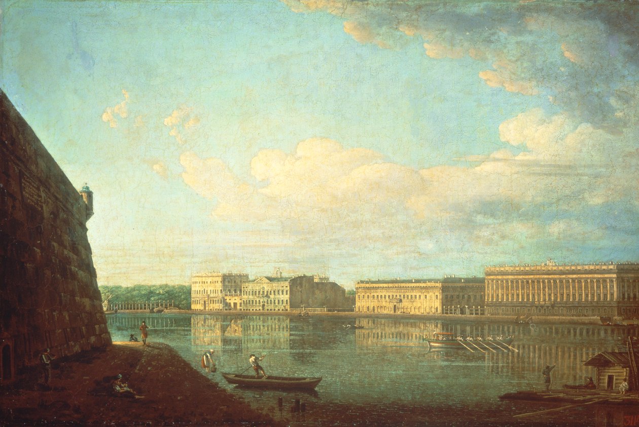 O aterro do Palácio visto da Fortaleza de Pedro e Paulo, São Petersburgo de Fedor Yakovlevich Alekseev