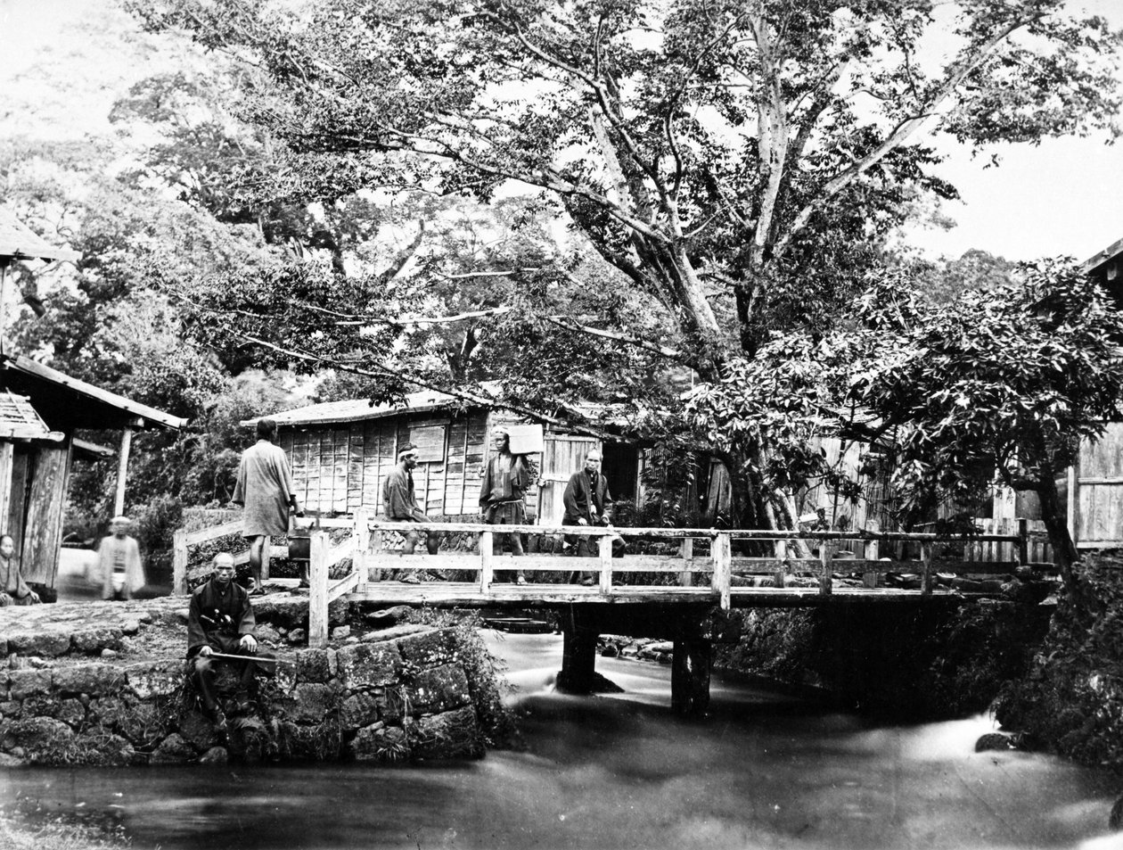 Ponte na entrada para a cidade de Omia, c.1860s de Felice Beato