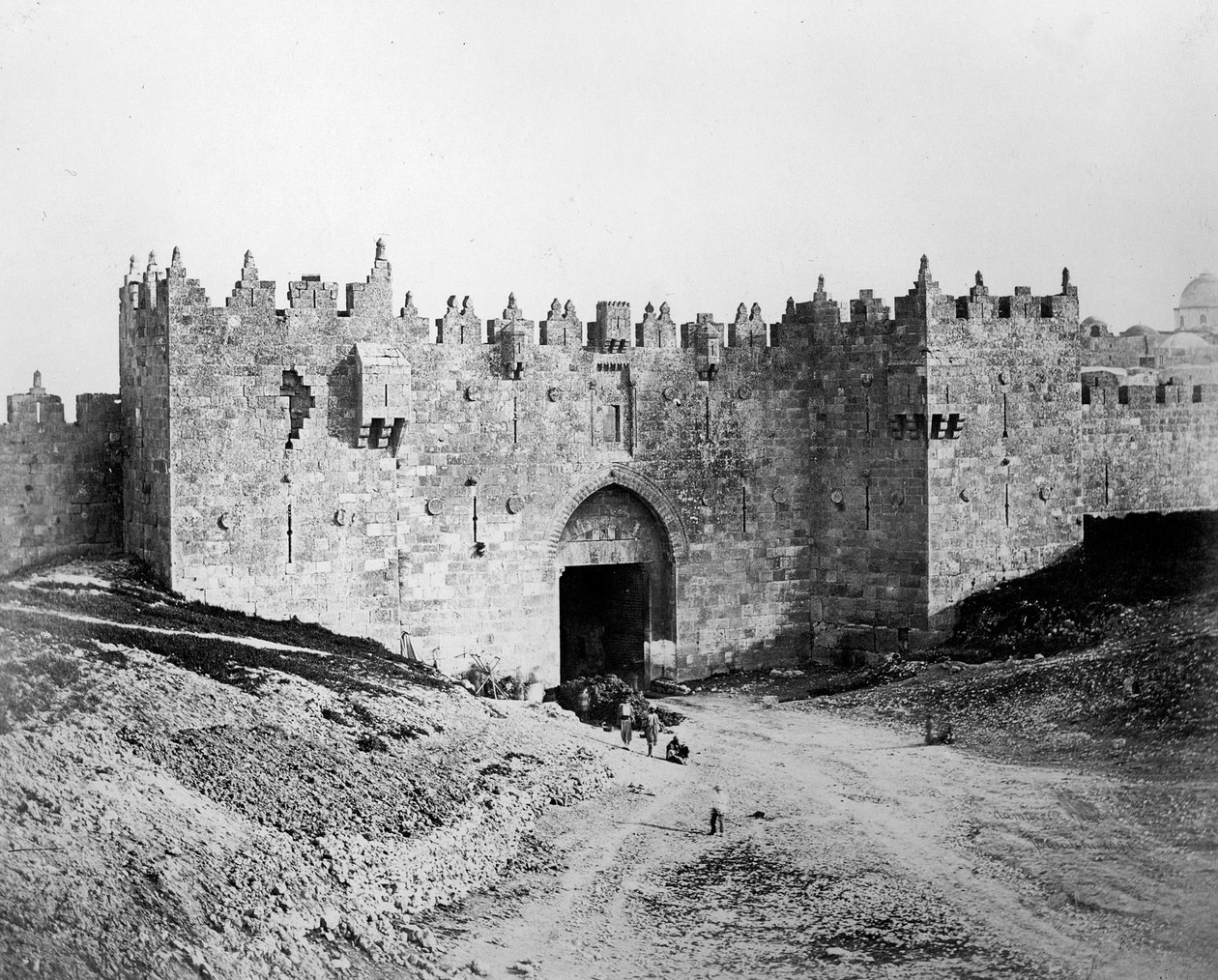 Portão de Damasco, Jerusalém, 1857 de Felice Beato