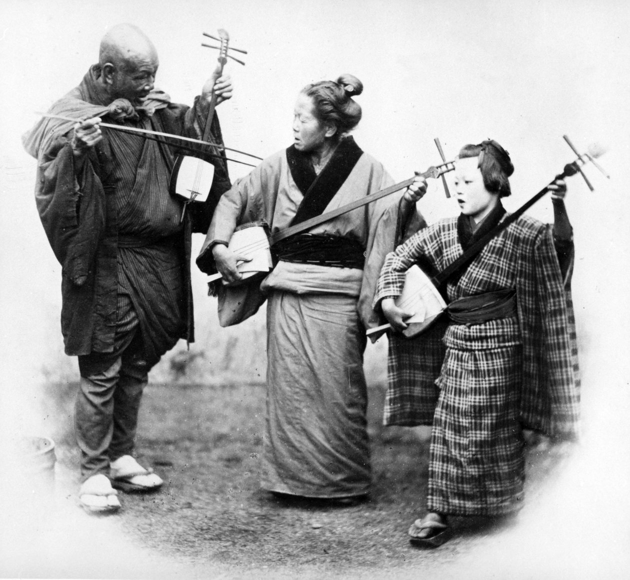 Músicos Japoneses, c.1860s de Felice Beato