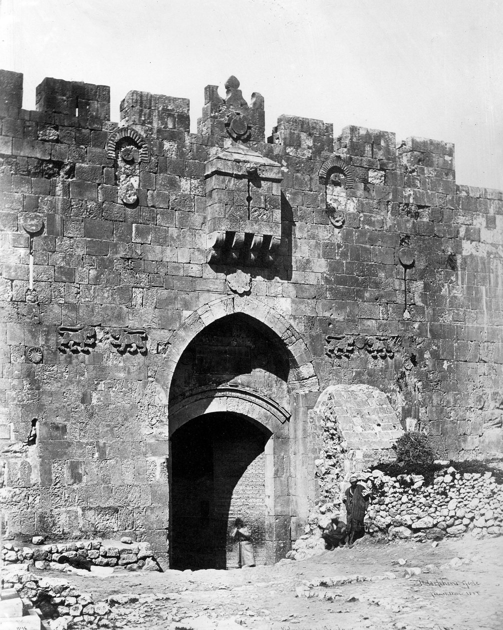 Portão dos Leões, Jerusalém, 1857 de Felice Beato
