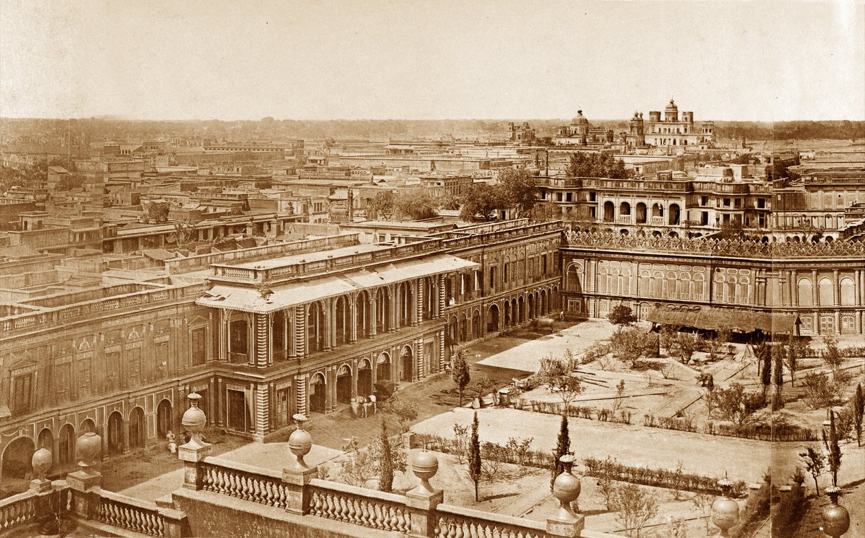 Vista panorâmica dos pátios da residência, Lucknow de Felice Beato