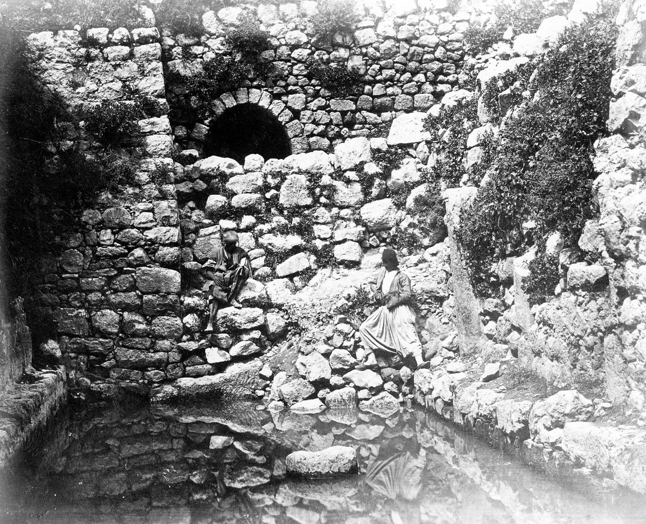 Poça de Siloé, Jerusalém, 1857 de Felice Beato