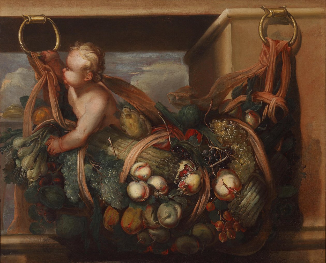 Putto com um festival de frutas de Felice Fortunato Biggi