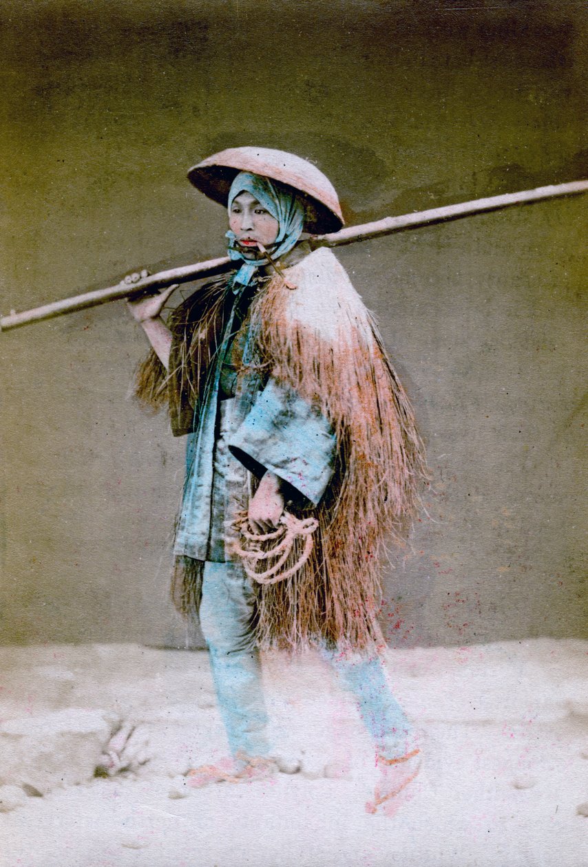 Coolie em vestido de inverno, Japão, 1882 de Felice Beato