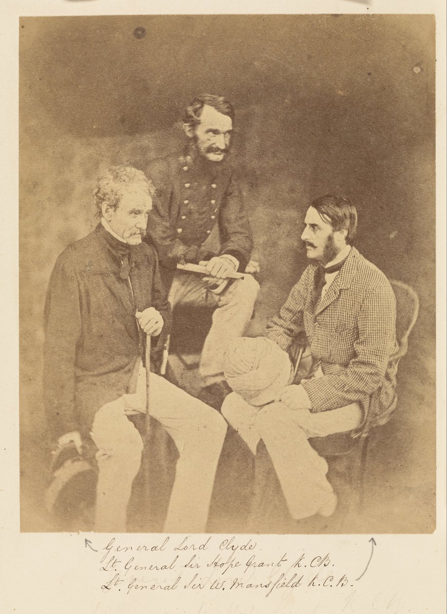 General Lord Clyde, Tenente-General Sir Hope Grant, KCB e Tenente-General Sir W. Mansfield, KCB de Felice Beato