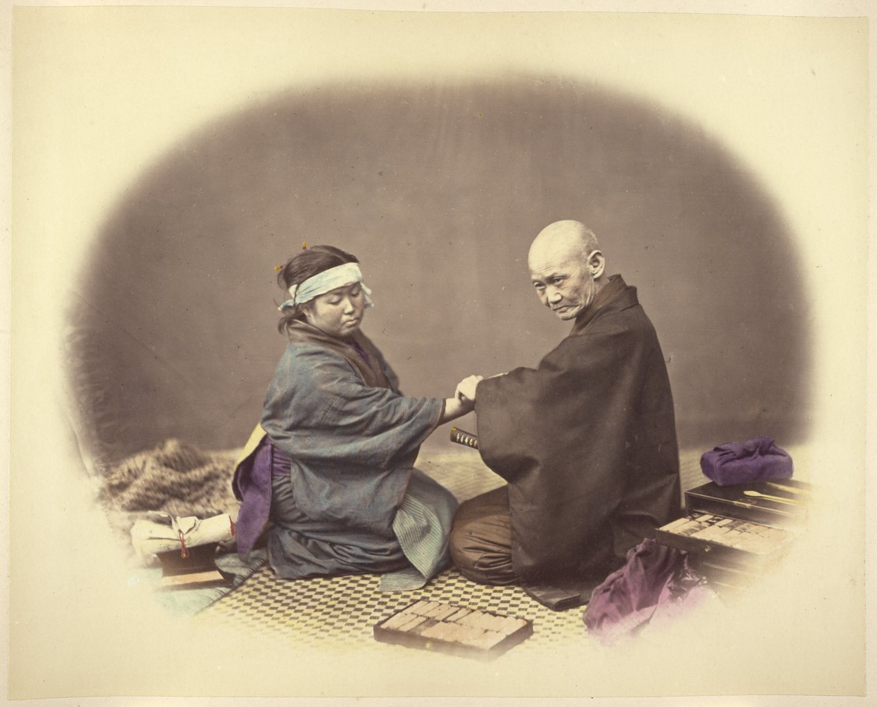 Médico e paciente japoneses de Felice Beato