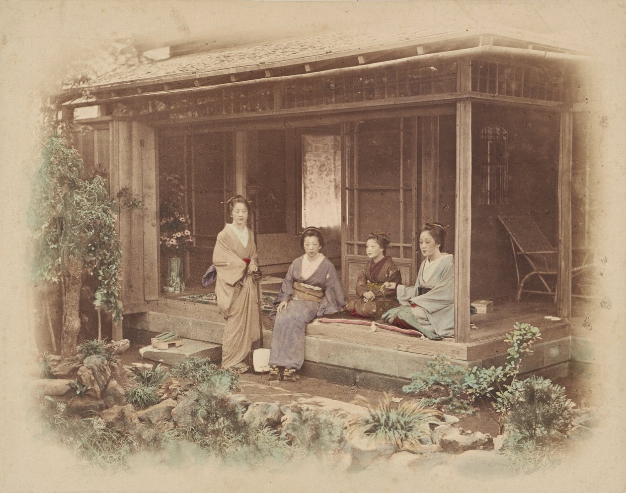 Mulheres japonesas numa casa particular de Felice Beato