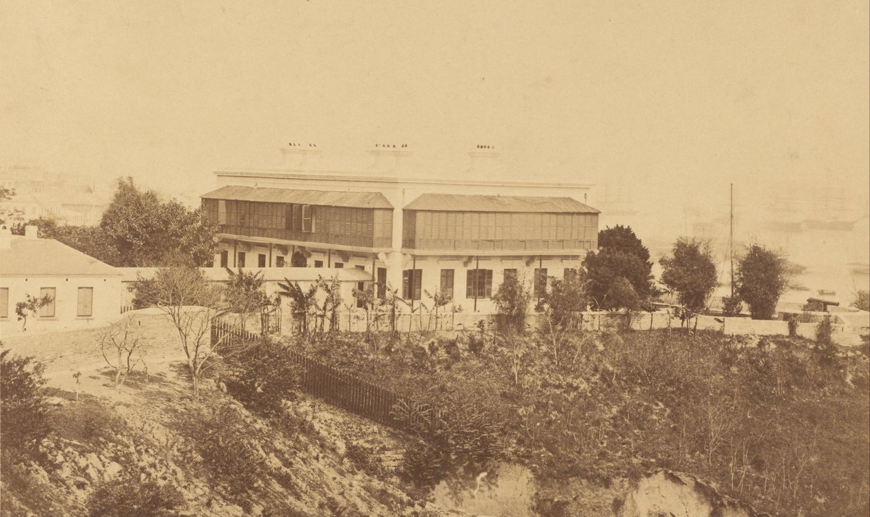 Edifício moderno e vista de Hong Kong de Felice Beato