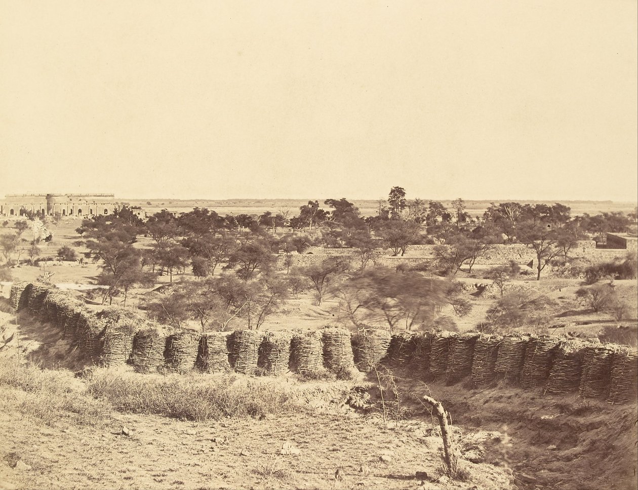 Monte Picquet, à distância Casa e Estábulos de Metcalfe de Felice Beato