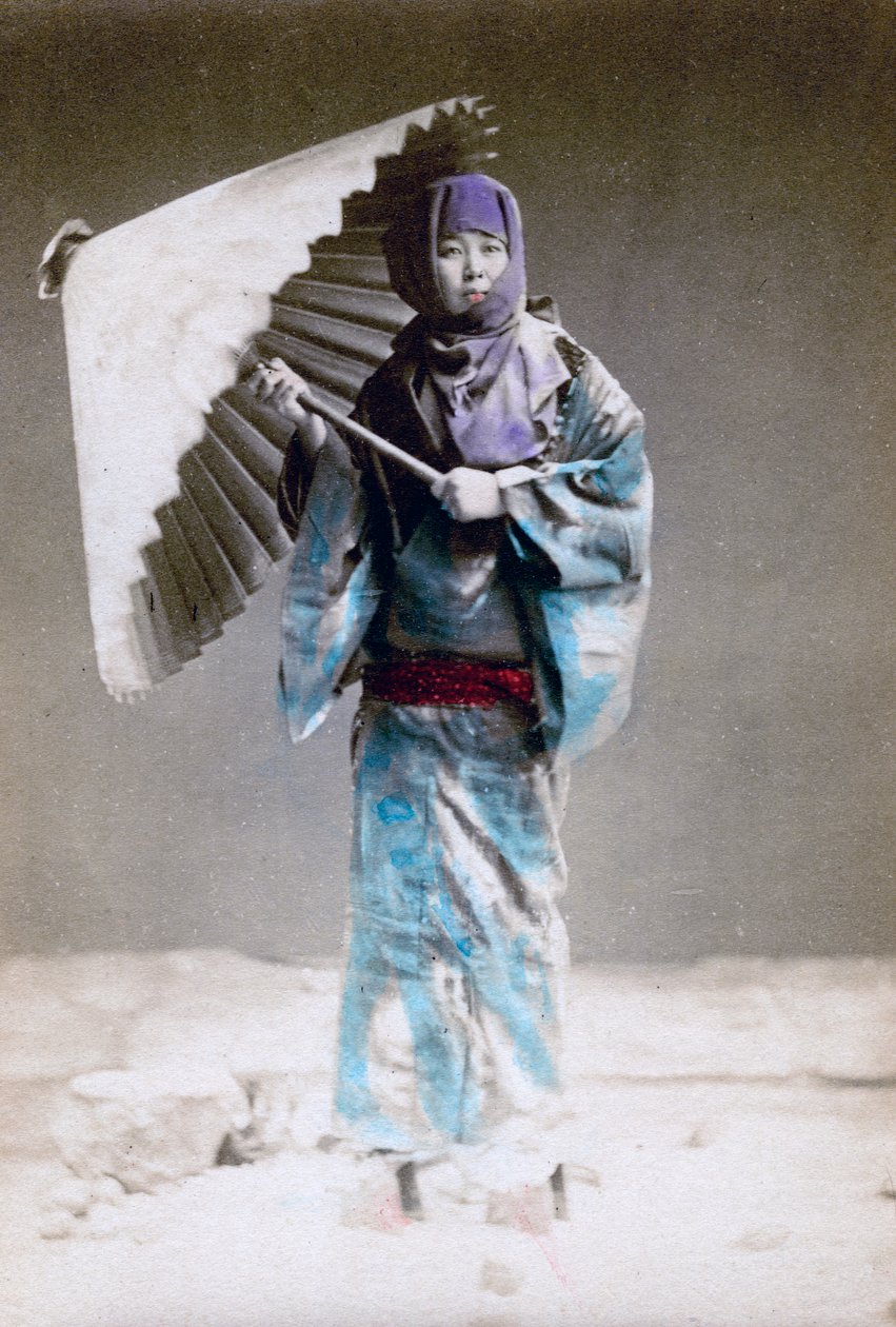 Museme, mulher em traje de inverno, Japão, 1882 de Felice Beato