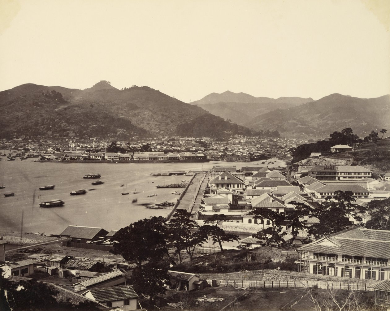 Vista panorâmica parcial de Nagasaki de Felice Beato