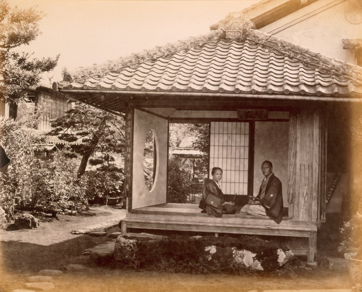 Lugar de parada de Tycoon no Tocaido Hasa, 1868 de Felice Beato