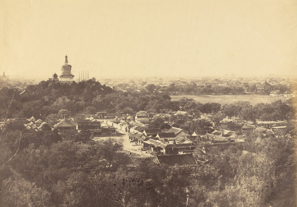 Vista dos jardins e do templo budista, Pequim, outubro de 1860 de Felice Beato