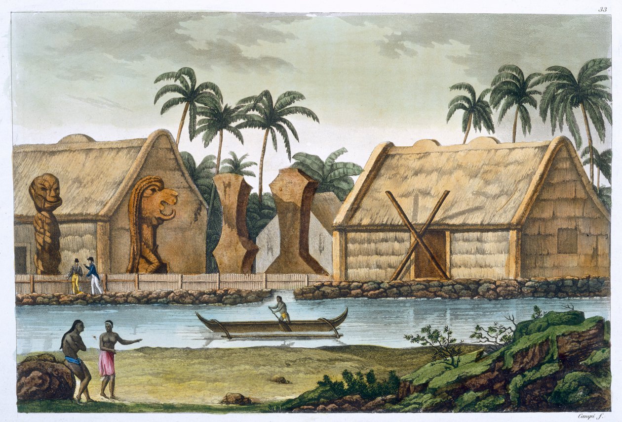 ‘Tumba de Tamahamah em Kaiakakooa, Ilhas Sandwich’, c1820-1839 de Felice Campi