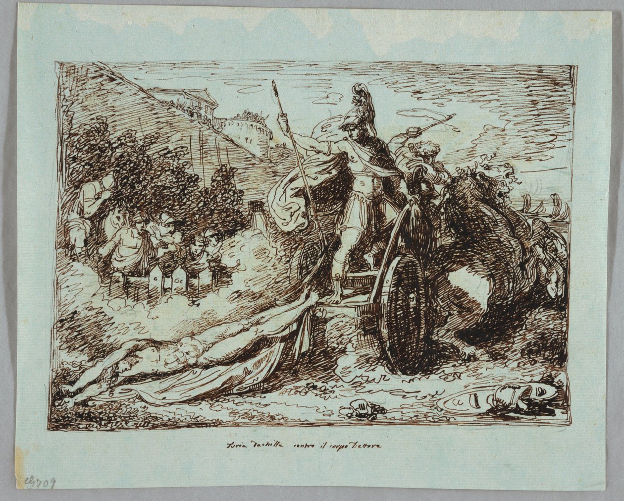 Aquiles arrasta o corpo de Heitor de Felice Giani