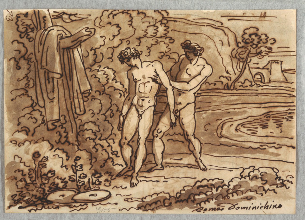 Apolo e Jacinto, depois de Domenichino de Felice Giani