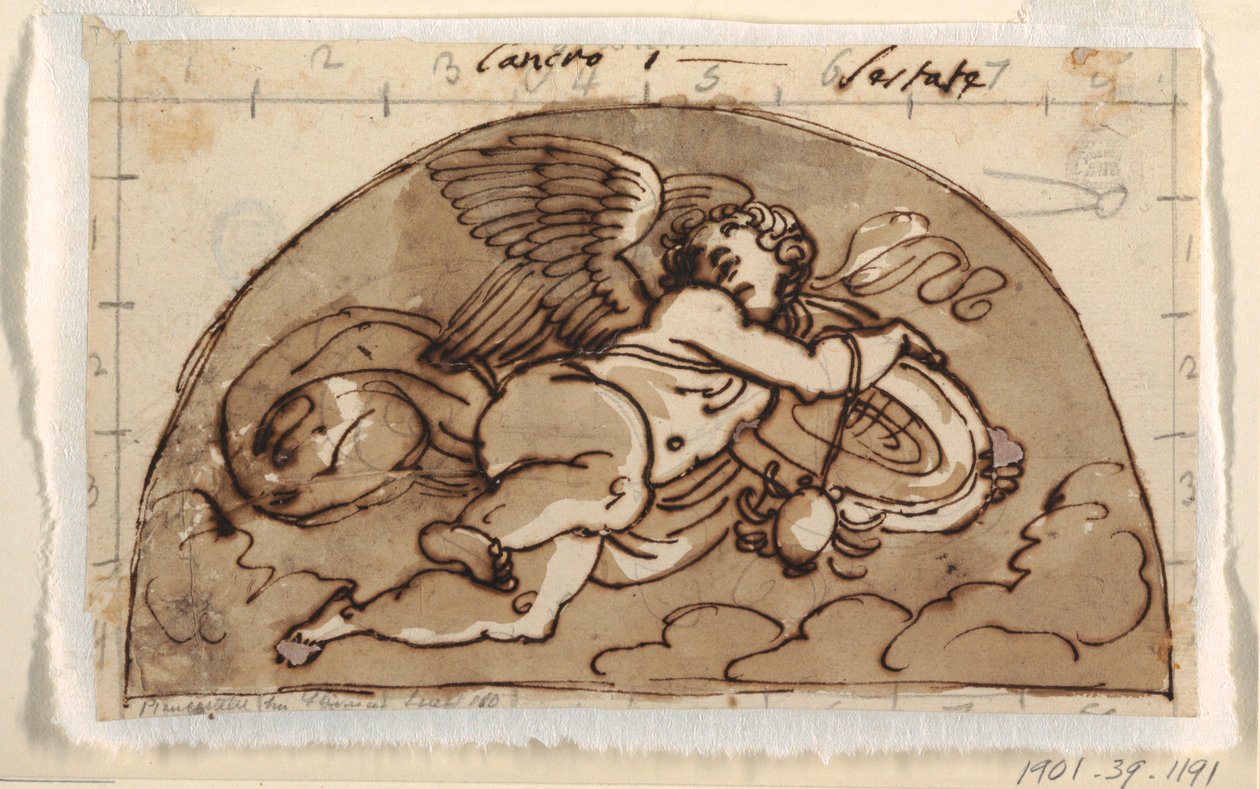 Câncer, Lunette para Teto, Sala Octogonal, Palazzo Milzetti, Faenza de Felice Giani