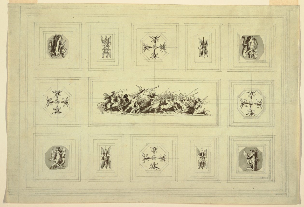 Armário de teto dedicado à guerra, Palazzo Quirinale, Roma de Felice Giani