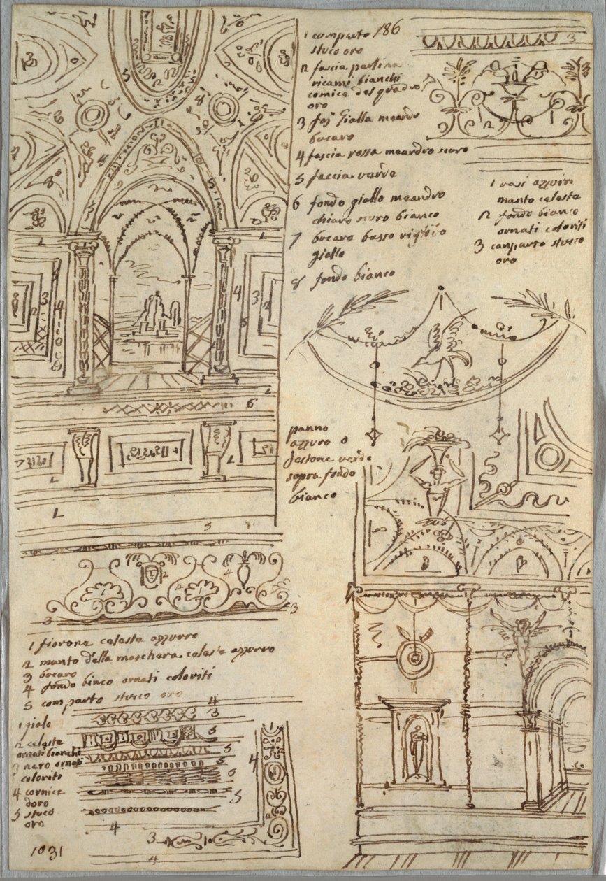 Estudos Decorativos; Verso: Estudos Anatômicos de Felice Giani