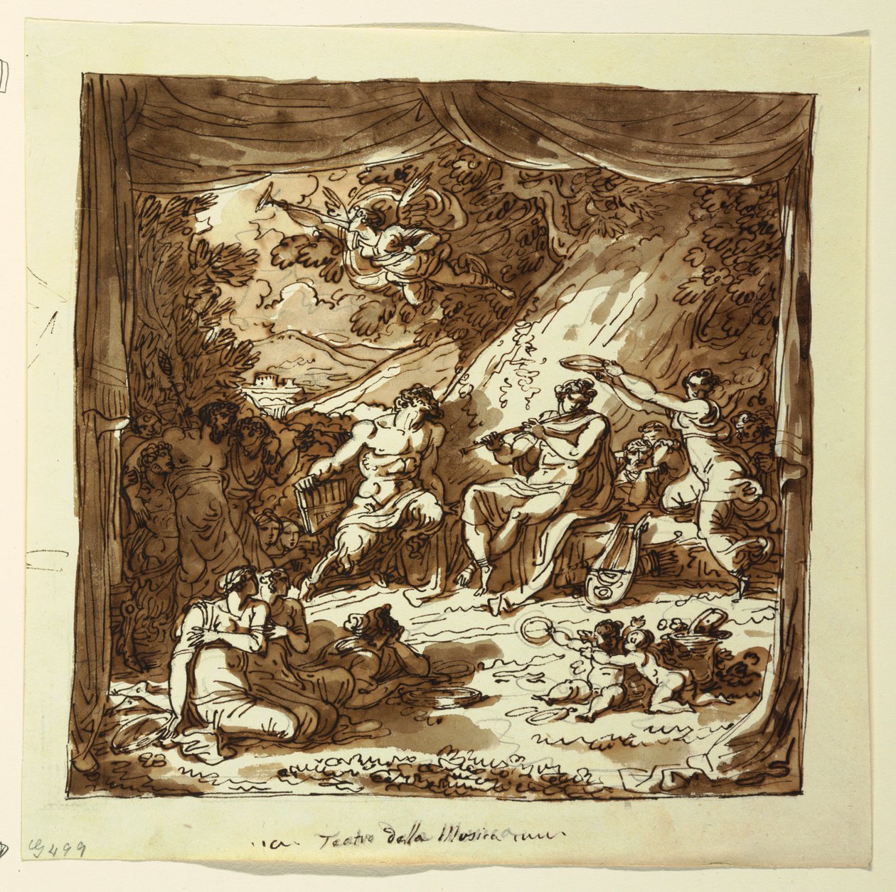 Design para cortina de palco: Apollo e Marsyas, Palazzo Conti-Sinibaldi, Faenza de Felice Giani