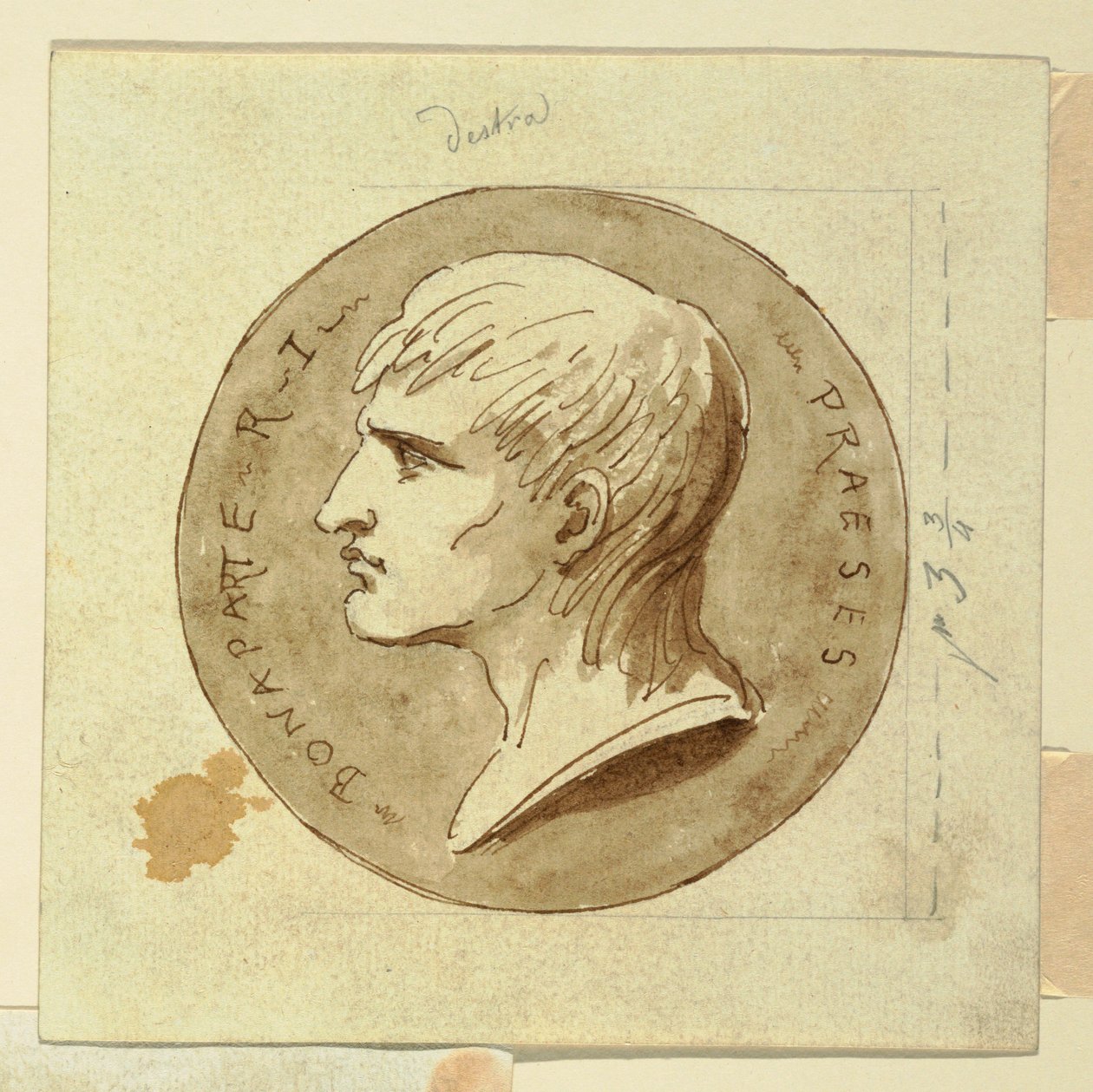 Desenho, Uma medalha de Napoleão Bonaparte como Presidente da República Italiana, verso; Hebe dá a imortalidade ao cocheiro de Hércules, 1802-04 de Felice Giani