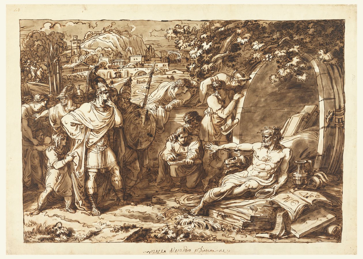 Desenho, Alexandre o Grande e Diógenes de Felice Giani