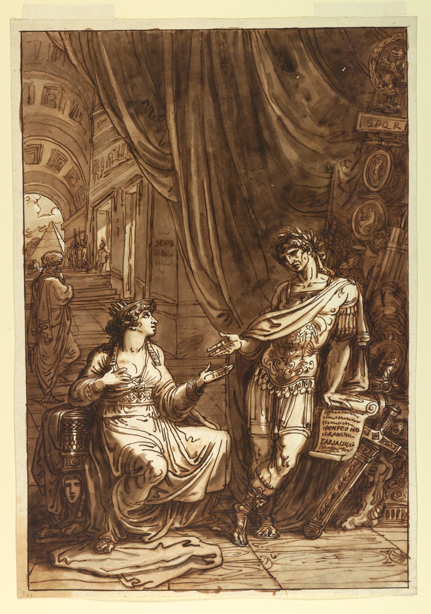 Desenho, Cleópatra a suplicar a O, ca. 1820 de Felice Giani